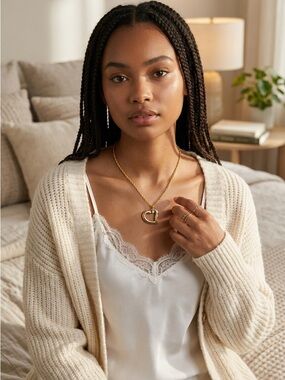 Gold Heart Pendant Necklace - Women Jewelry Necklace with Crystal